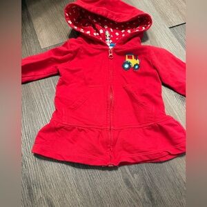Red Kids Hoodie with Tractor Design